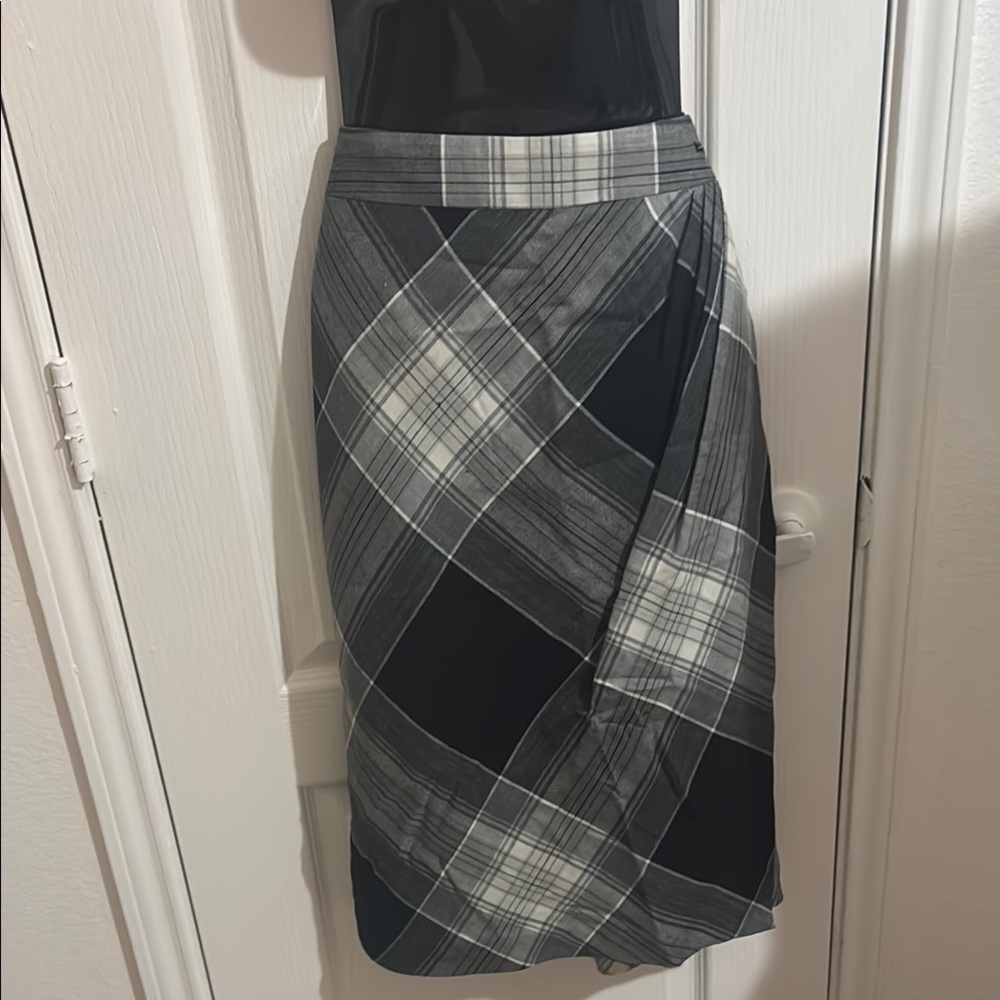 Y2K Talbots Gray and Black Wrap Midi Skirt